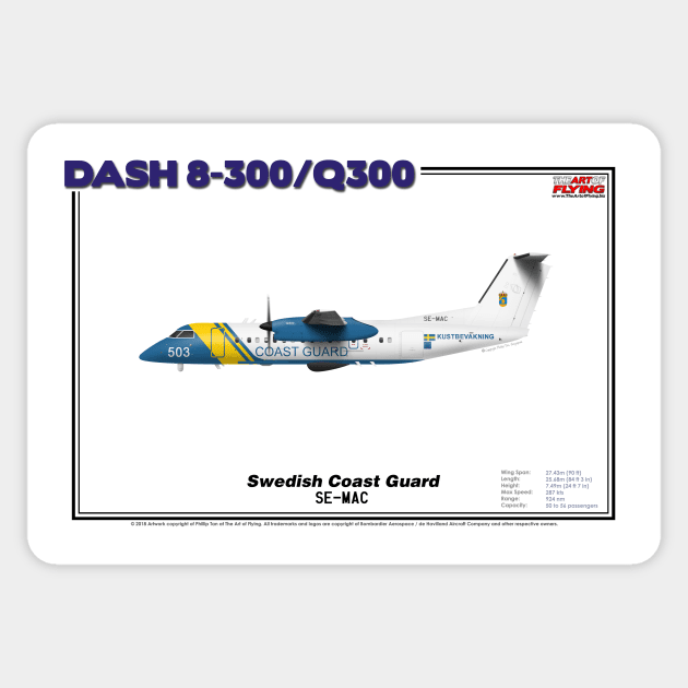 DeHavilland Canada Dash 8-300/Q300 - Swedish Coast Guard (Art Print) Sticker by TheArtofFlying
